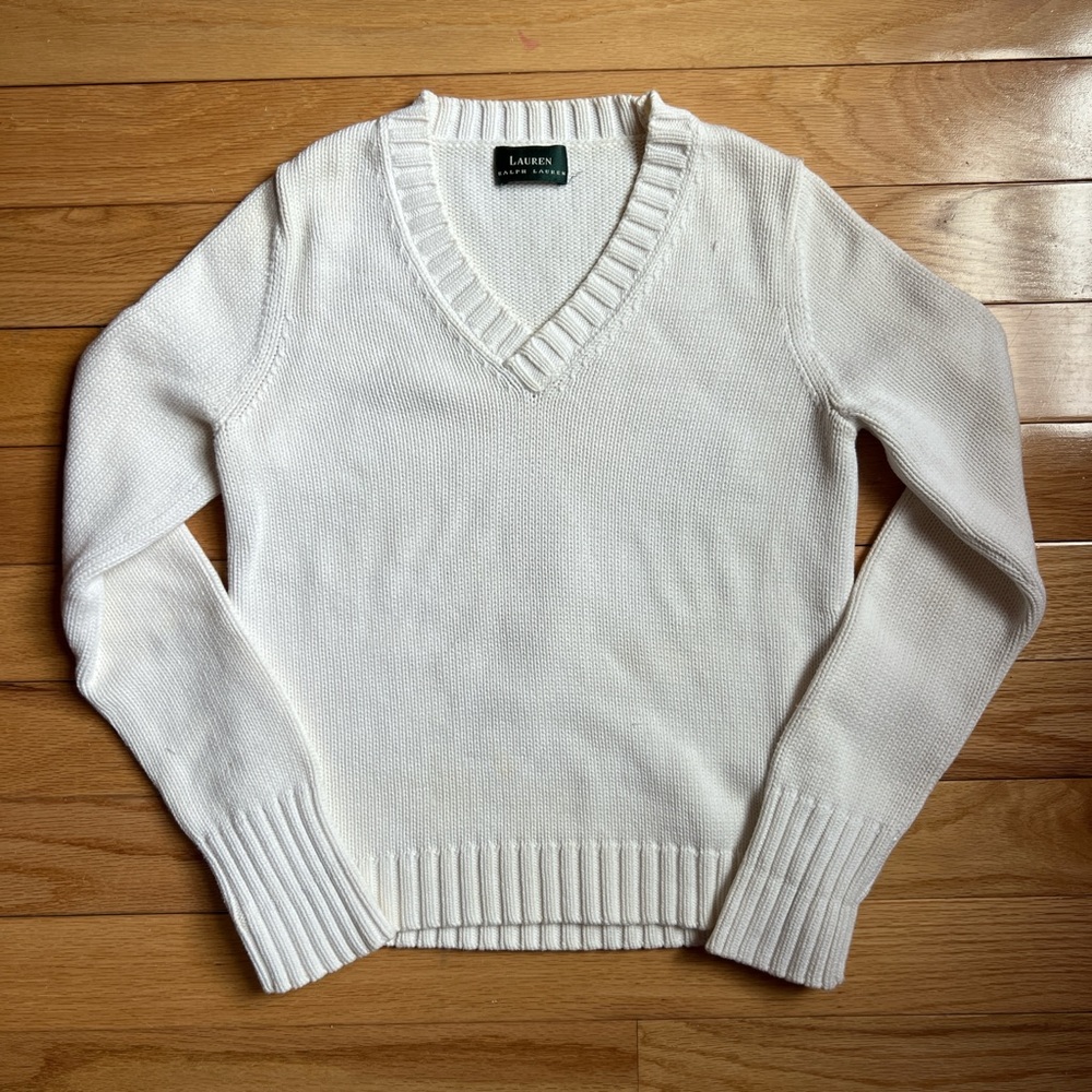 Ralph Lauren Cream V-Neck Sweater